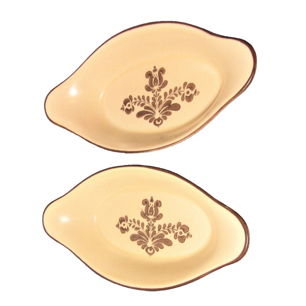 Pfaltzgraff Lot of 2 Village Pattern 8" X 4" Au Gratin Dishes #260  USA